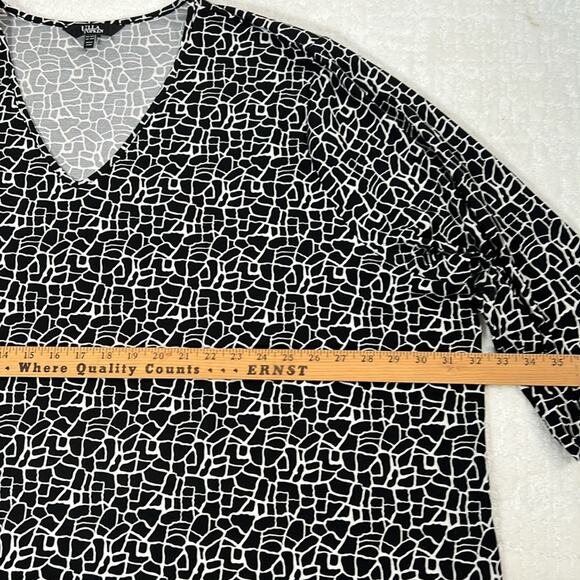 Ulla Popken black and white v-neck stretch tunic with pockets 3/4 sleeves 36/38 - Picture 4 of 13